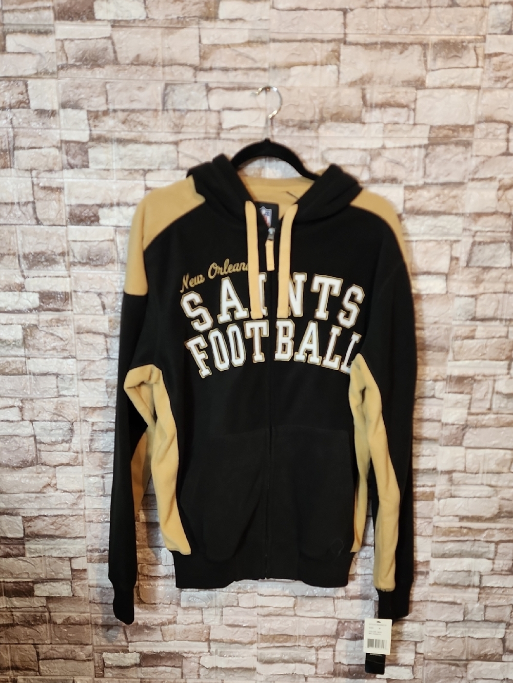 New Orleans Saints Black and Tan  Full Zip Hoodie